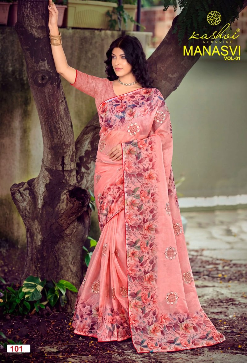 Manasvi Vol 1 By Kashvi Crush Chiffon Saree 